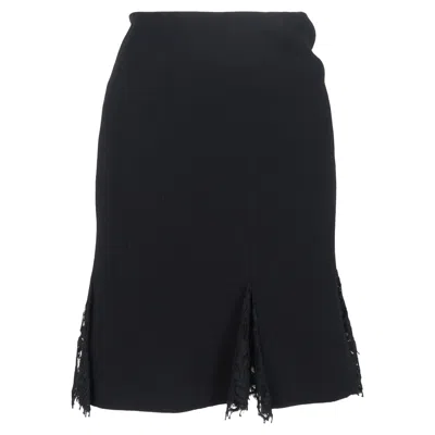 Oscar De La Renta Knee Length Skirt With Lace Detail In Black Wool