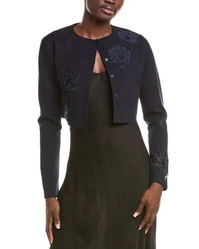 Oscar De La Renta Knit Cardigan In Blue