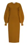 Oscar De La Renta Knit Midi Dress In Brown