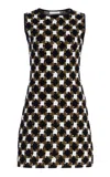 Oscar De La Renta Knit Velvet Jacquard Mini Dress In Multi