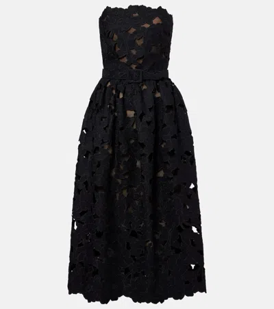 Oscar De La Renta Lace Bustier Dress In Black