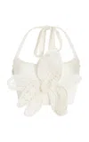 Oscar De La Renta Lace Crochet Orchid Halter Top In Ivory
