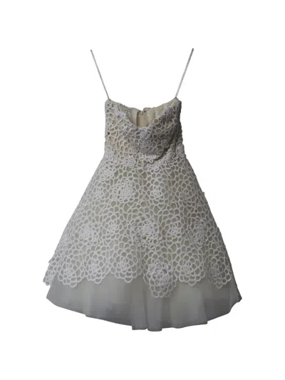 Pre-owned Oscar De La Renta Lace-detail Balloon Bridal Dress In White