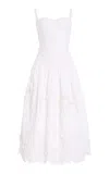 Oscar De La Renta Lace-detailed Stretch-cotton Midi Dress In White