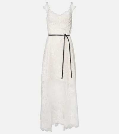 Oscar De La Renta Lace Gown In Weiss