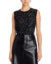 Oscar De La Renta Lace Knit Top In Black