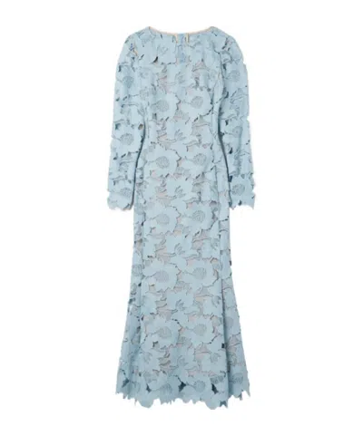 Oscar De La Renta Lace Midi Dress In Blue