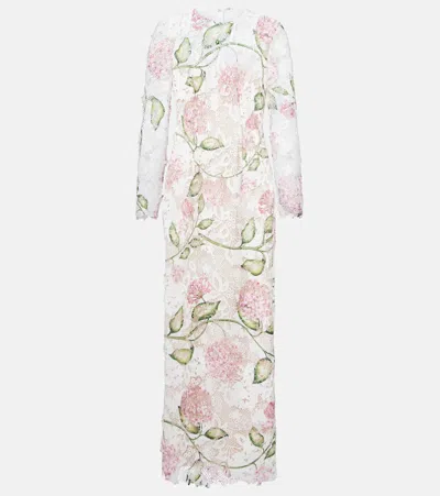 Oscar De La Renta Lace Midi Dress In White