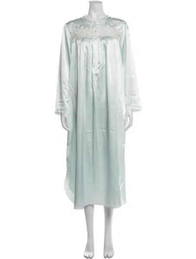 Pre-owned Oscar De La Renta Lace Pattern Embroidered Accent Nightgown In Green
