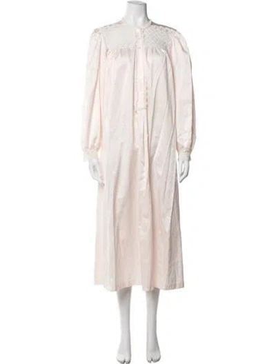 Pre-owned Oscar De La Renta Lace Pattern Embroidered Accent Nightgown In Pink