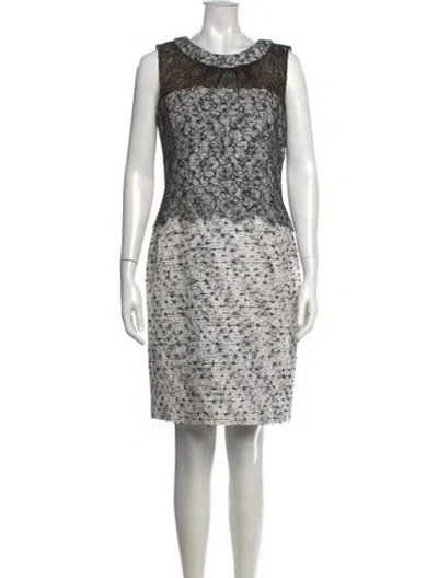 Pre-owned Oscar De La Renta Lace Pattern Knee-length Dress In Multi