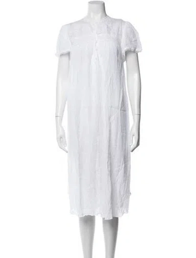 Pre-owned Oscar De La Renta Lace Pattern Lace Trim Embellishment Nightgown In White
