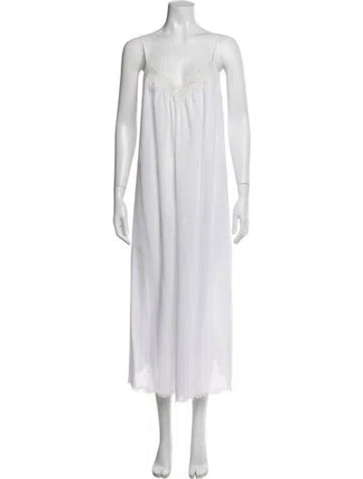 Pre-owned Oscar De La Renta Lace Pattern Long Dress In Neutrals