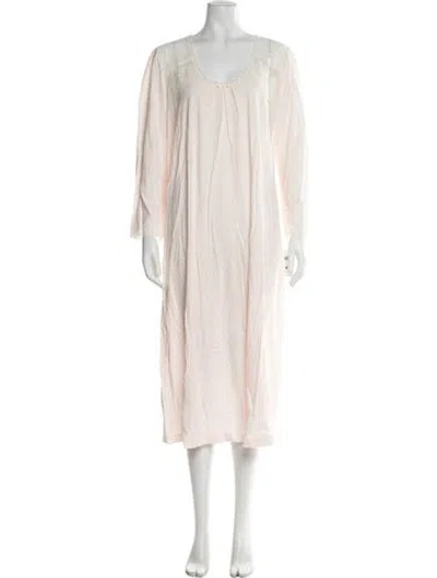 Pre-owned Oscar De La Renta Lace Pattern Long Dress In Pink