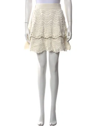 Pre-owned Oscar De La Renta Lace Pattern Mini Skirt In Neutral