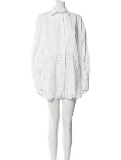 Pre-owned Oscar De La Renta Lace Pattern Romper In White