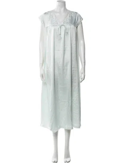 Pre-owned Oscar De La Renta Lace Trim Embellishment Nightgown In Green