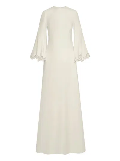 Oscar De La Renta Lace-trim Kaftan Dress In Neutral