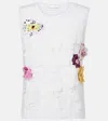 Oscar De La Renta Orchid Embroidered Lace Knit Tank Top In Multicoloured