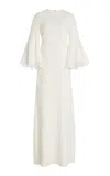 Oscar De La Renta Lace-trimmed Stretch-silk Maxi Dress In Ivory