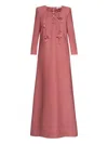 Oscar De La Renta Lace-up Floral Maxi Dress In Pink