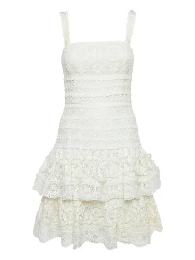 Pre-owned Oscar De La Renta Laced Mini Dress