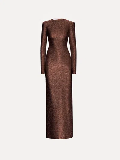 Oscar De La Renta Lam Column Gown In Brown