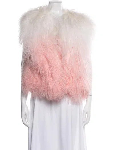 Pre-owned Oscar De La Renta Lamb Fur Faux Fur Jacket In Pink