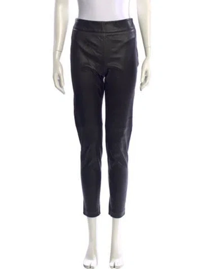 Pre-owned Oscar De La Renta Lambskin Skinny Leg Pants In Black
