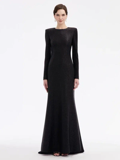 Oscar De La Renta Lamé Column Gown In Black