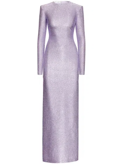 OSCAR DE LA RENTA LAMÉ-EFFECT COLUMN MAXI DRESS