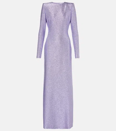 Oscar De La Renta Lamé Gown In Lavender