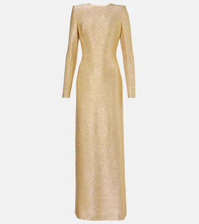 Oscar De La Renta Lamé Gown In Light Gold