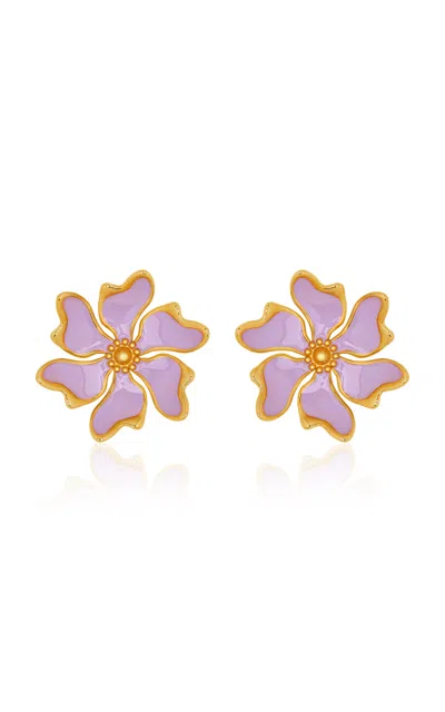 Oscar De La Renta Large Cherry Blossoms Clip-on Earrings In Gold