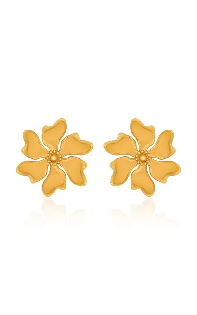 Oscar De La Renta Large Cherry Blossoms Clip-on Earrings In Yellow