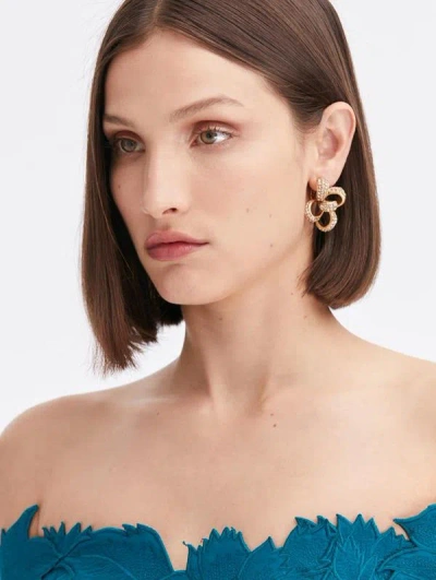 Oscar De La Renta Large Crystal Clover Clip-on Earrings