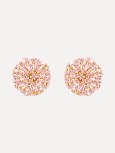 Oscar De La Renta Large Foxglove Pompom Clip-on Earrings In Pink