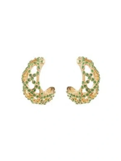 Oscar De La Renta Large Lattice Crystal Earrings