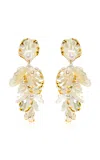 Oscar De La Renta Large Mixed Petal Drop Earrings In White