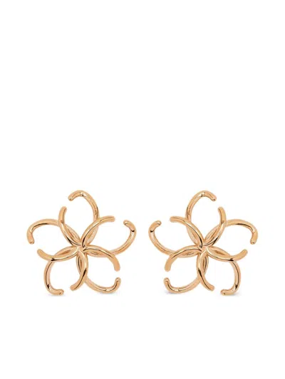 Oscar De La Renta Flower Hoop Earrings In Gold