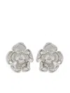 Oscar De La Renta Small Pavé Rose Earrings In 银色