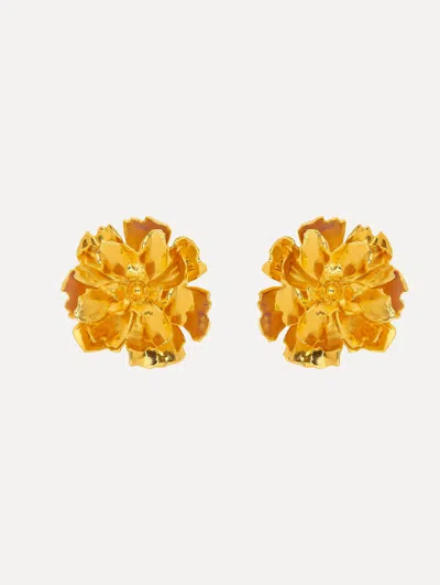 OSCAR DE LA RENTA LARGE PEONY CLIP-ON EARRINGS