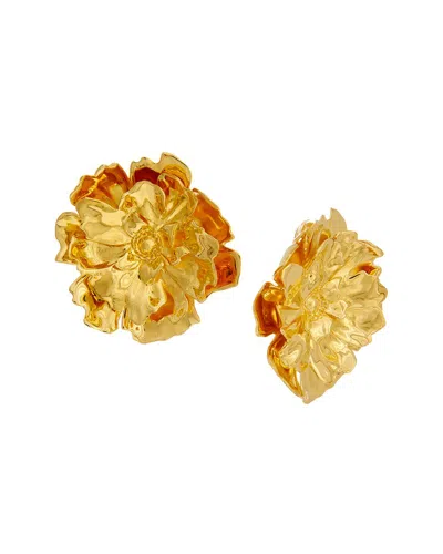 Oscar De La Renta Large Peony Stud Earrings In Gold
