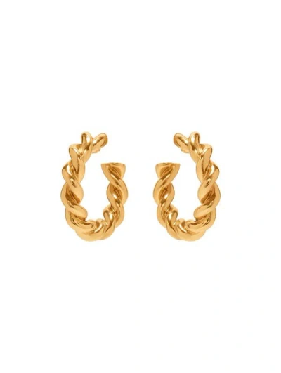 Oscar De La Renta Large Rope Hoop Earrings In Gold