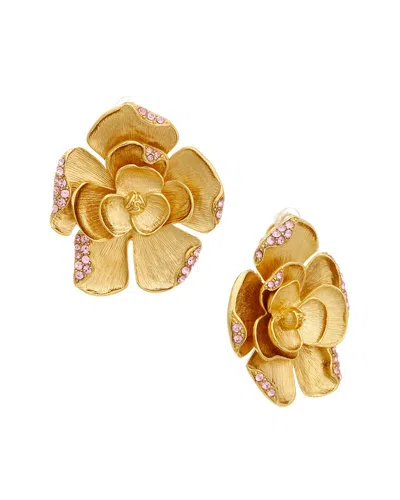 Oscar De La Renta Large Rose Earrings In Multi