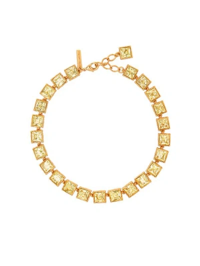 Oscar De La Renta Large Stone Tennis Necklace In Gold