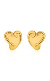 Oscar De La Renta Large Swirl Heart Earrings In Gold