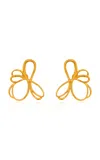 Oscar De La Renta Large Wire Flower Asymmetrical Earrings In Gold