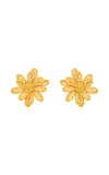 Oscar De La Renta Large Woven Flower Stud Earrings In Gold