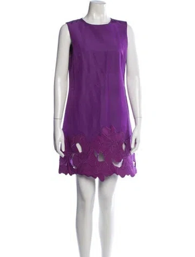 Pre-owned Oscar De La Renta Las Mini Dress In Purple